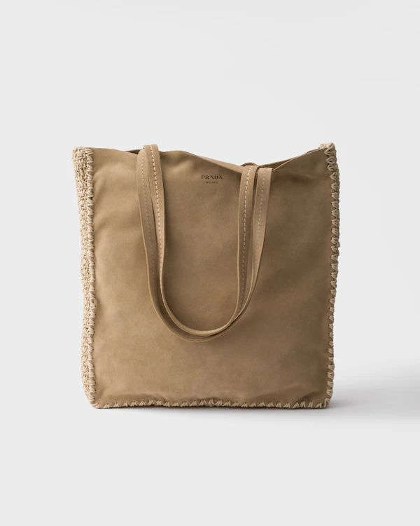 Bolso bandolera de ante y ganchillo grande