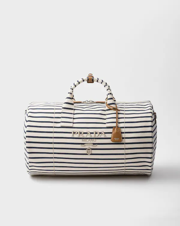 Bolsa de viaje de lona con rayas