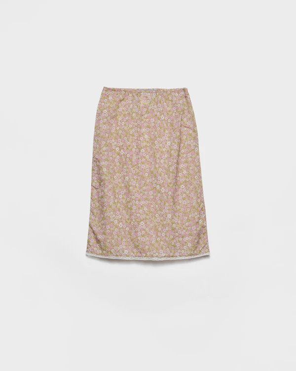 Falda midi estampada floral en Re-Nylon