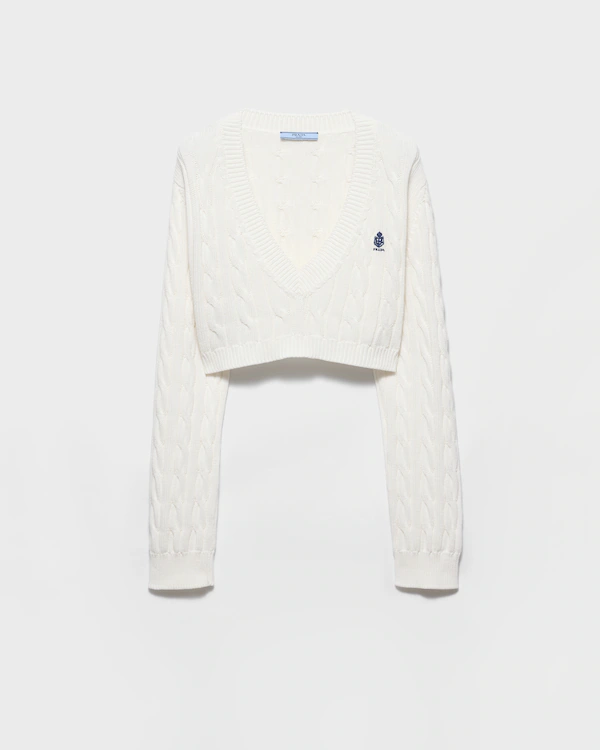 Sweater de cuello en V de algodón