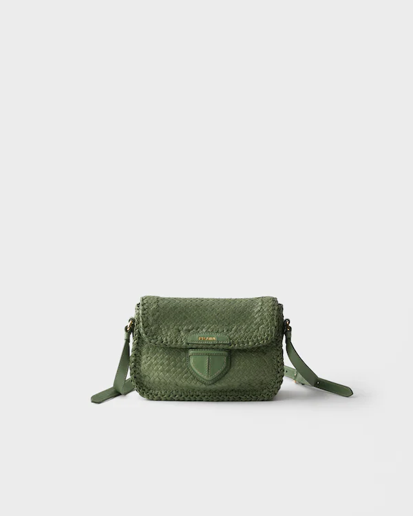 Bolso bandolera mini de cuero tejido