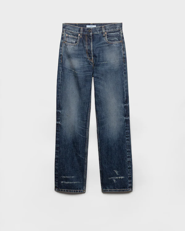 Pantalones vaqueros de mezclilla lavada de corte recto