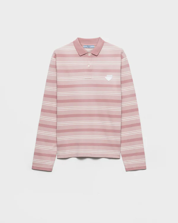 Camiseta de piqué con rayas y mangas largas