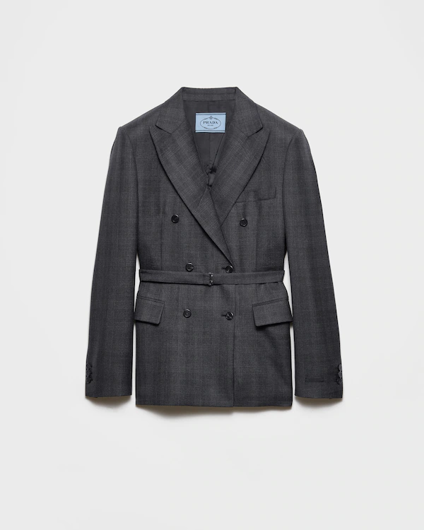 Chaqueta de lana con cuadros doble botonadura