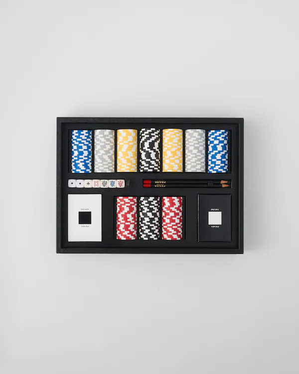 Juego de póker de cuero Saffiano