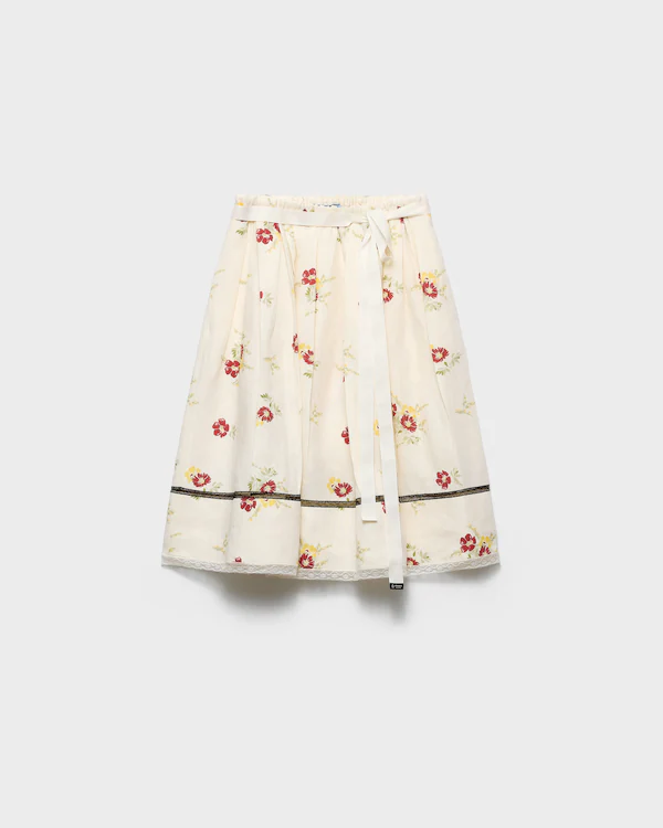 Falda de lino con estampado floral