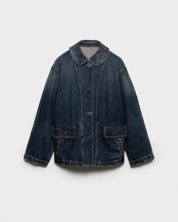 Chaqueta blusón de mezclilla lavada