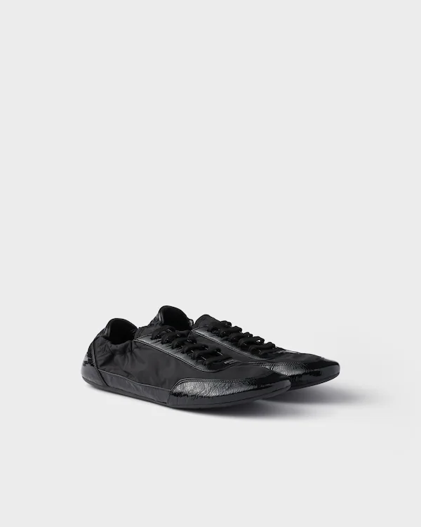 Zapatillas de tela Re-Nylon y cuero con efecto de colapso