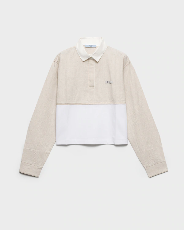 Camiseta polo de chambray y jersey