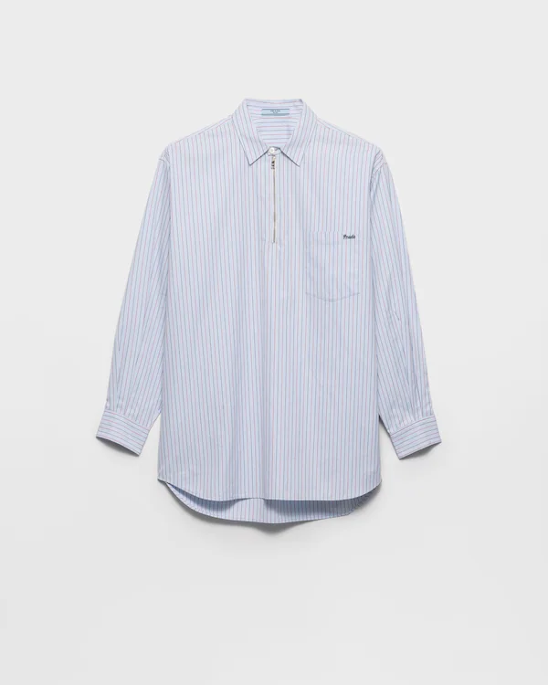 Camisa de algodón con rayas y cremallera parcial