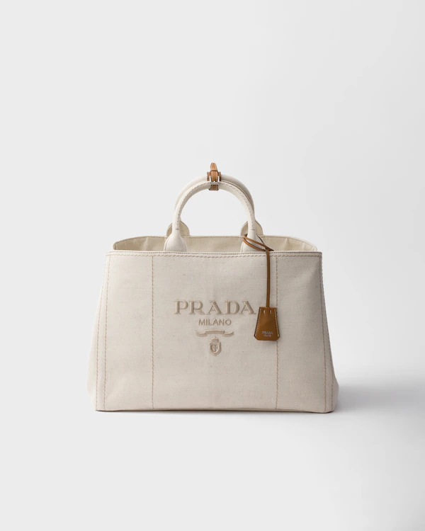 Bolso bandolera de mezcla de lino Prada Jardinière extra grande