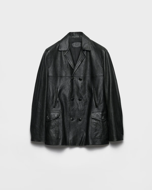 Chaquetón de cuero napa con doble pechera