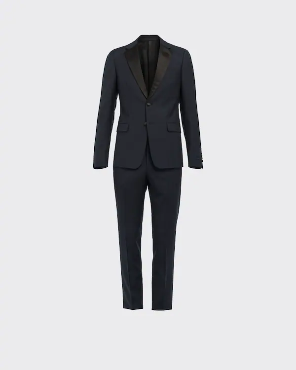 Traje de tuxedo de lana y mohair de un solo botón