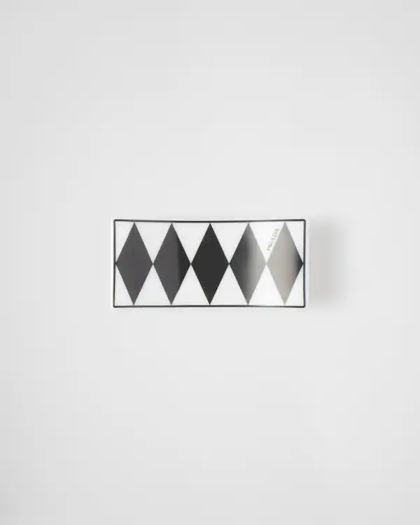 Juego de dos descansos para palillos de porcelana - Cuadriculado