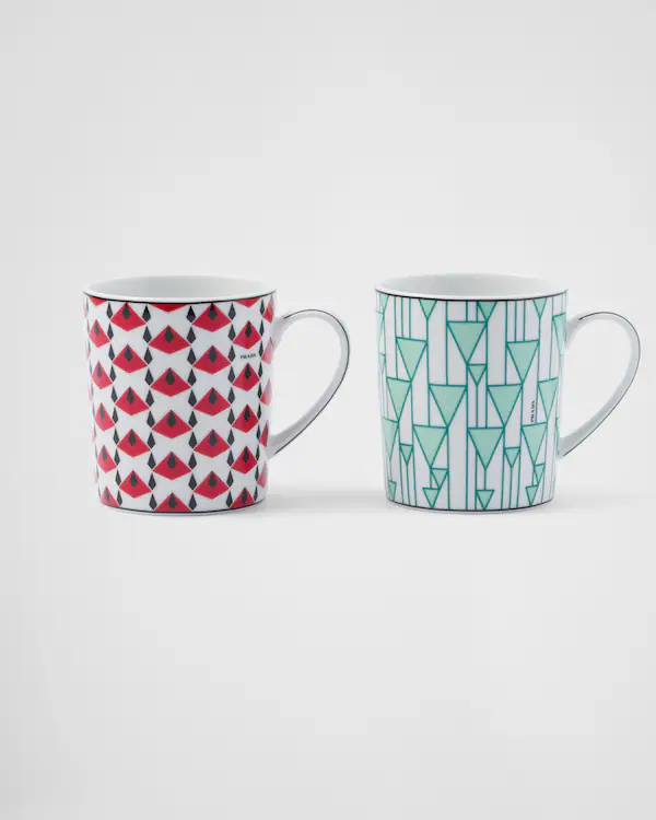 Juego de dos tazas de porcelana - Rojo Viena y Verde Viena