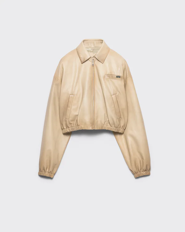 Chaqueta de cuero napa acortada