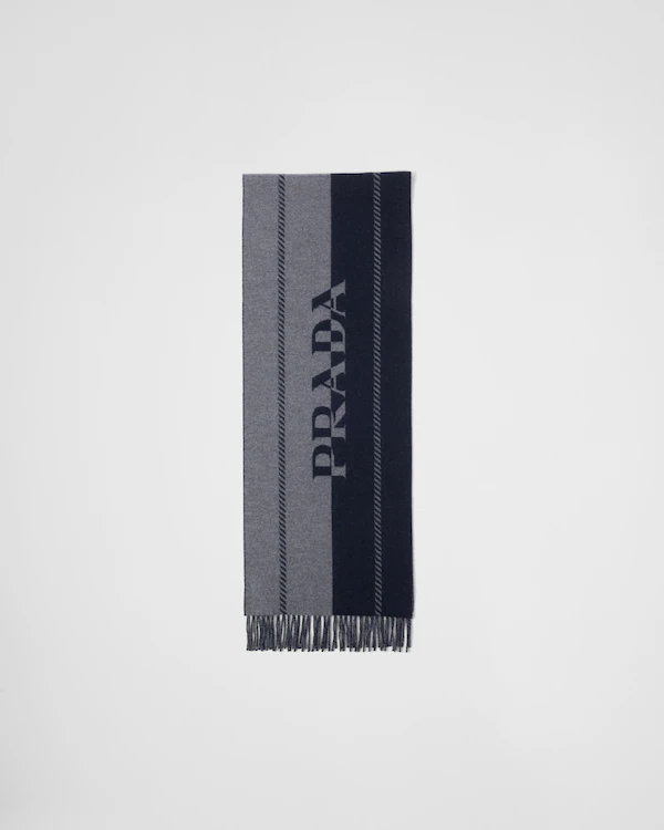 Bufanda pequeña de lana con logotipo jacquard