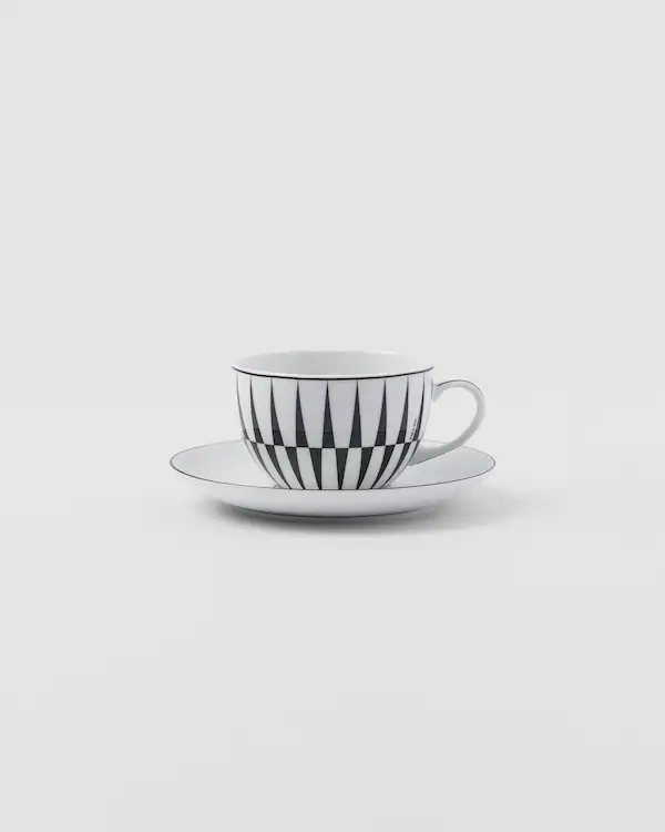 Juego de dos tazas de porcelana para cappuccino - Rayas