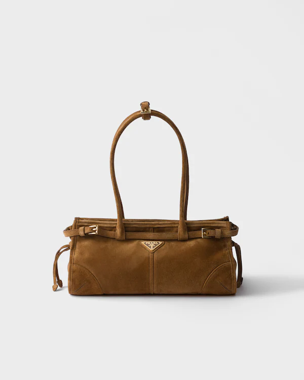 Bolso de mano de ante Prada Bonnie mediano