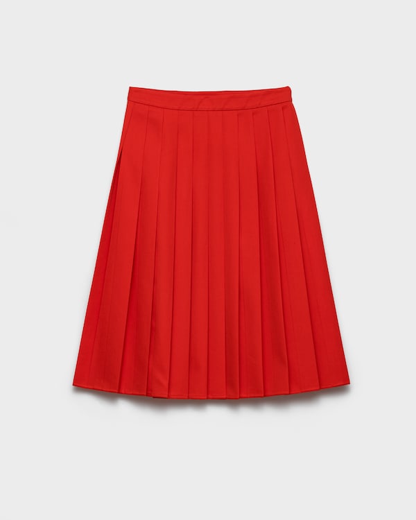 Falda midi plisada de gabardina