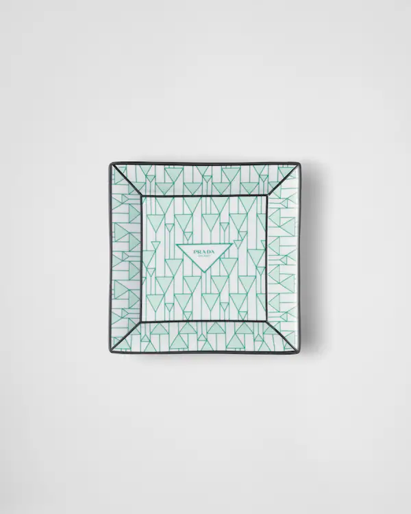 Bandejón cuadrado de porcelana grande - Verde Viena