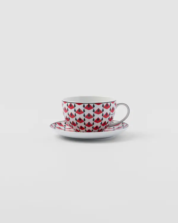 Juego de dos tazas de té de porcelana - Rojo Viena