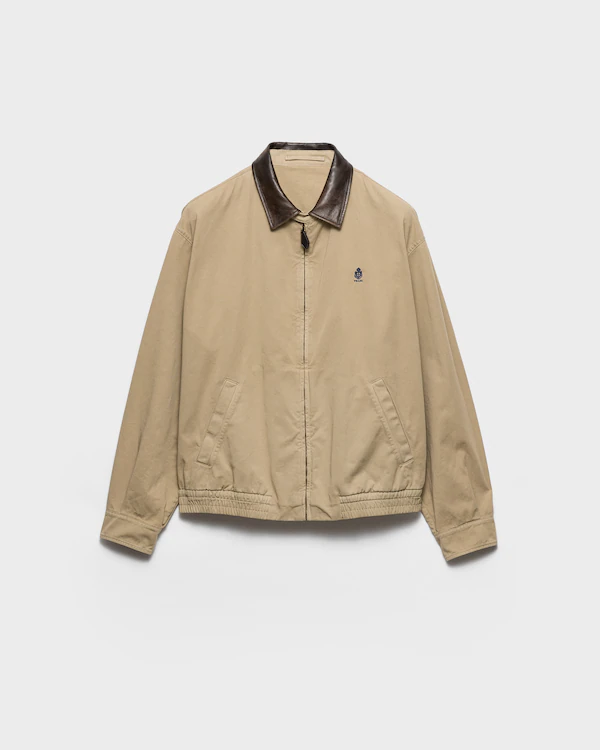 Chaqueta de algodón con detalles de cuero