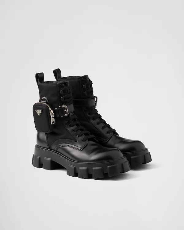 Botas de cuero cepillado y Re-Nylon con bolsa