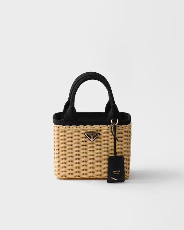 Bolso bandolera de rattán y lona