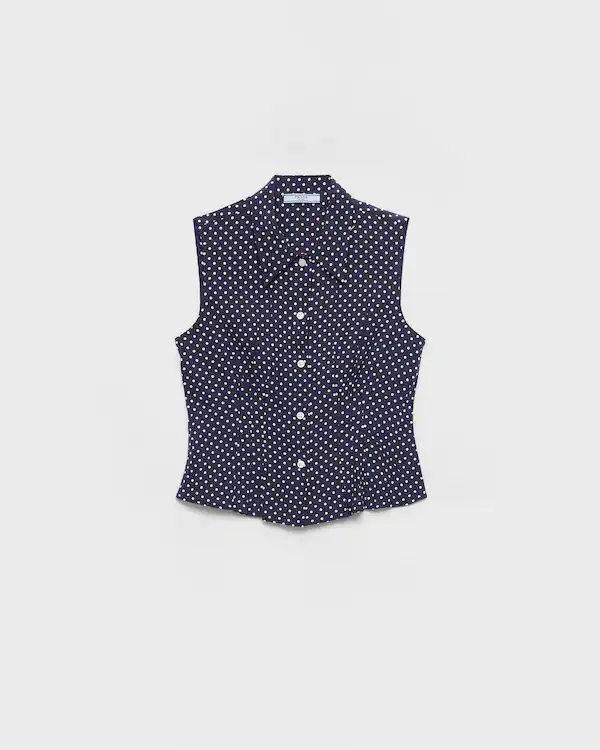 Camisa de seda marroquí con estampado de lunares sin mangas