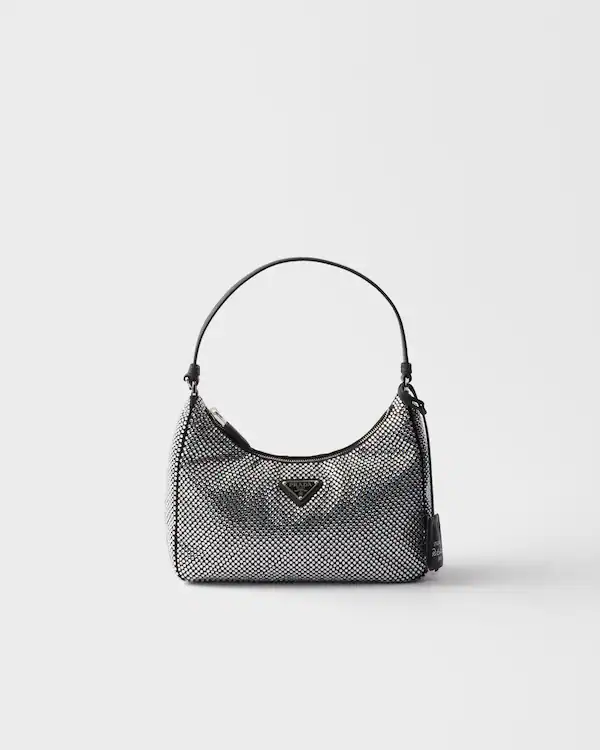 Bolso de satén con cristales incrustados Prada Re-Edition 2005