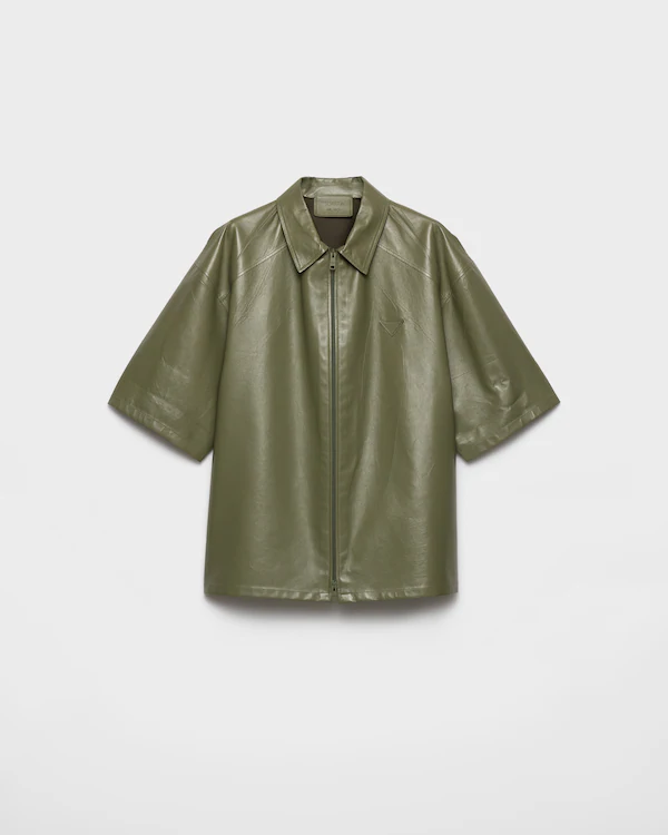 Camisa de cuero napa con cremallera