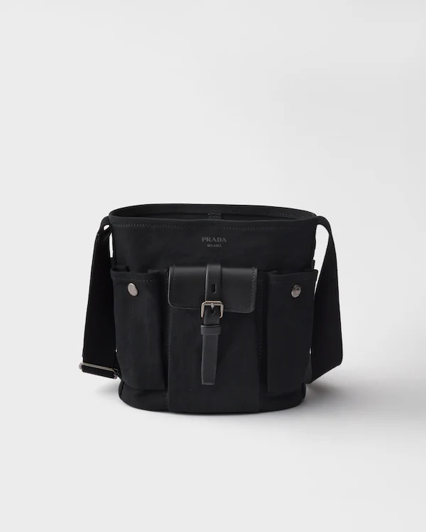 Bolso bandolera mini Prada de lona y cuero