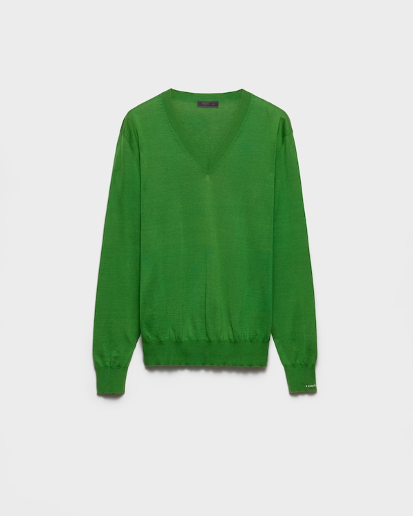 Sweater de cuello en V de algodón