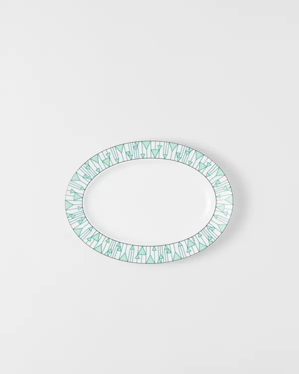 Plato de servicio de porcelana mediano - Verde Viena