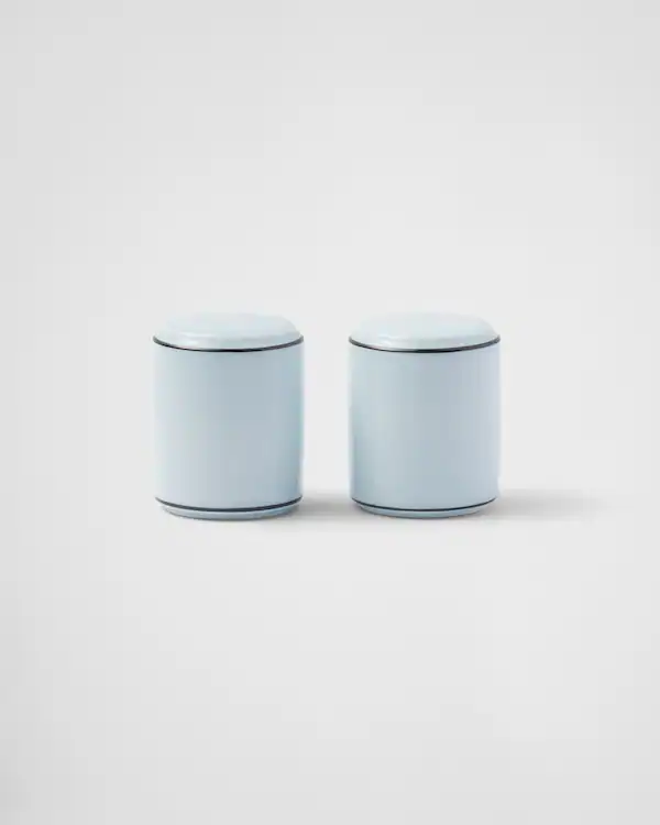 Juego de sal y pimienta de porcelana - Celeste