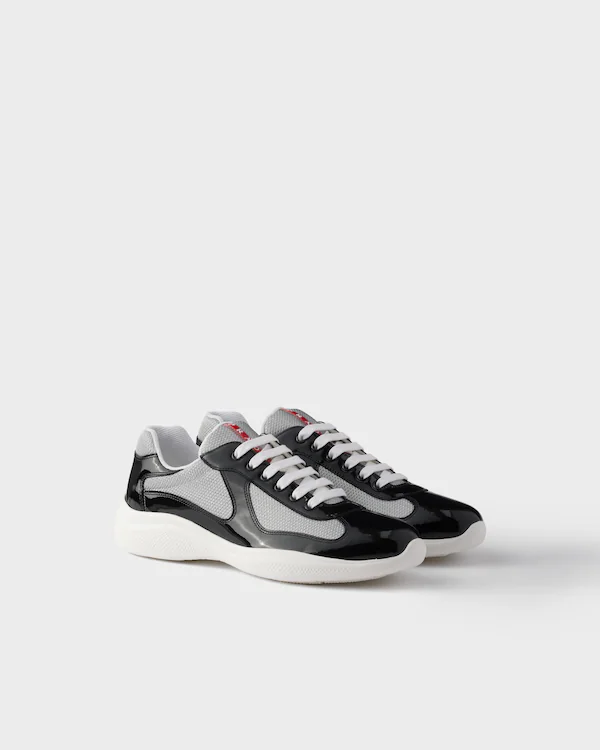 Zapatillas Prada America's Cup de cuero brillante y tejido técnico