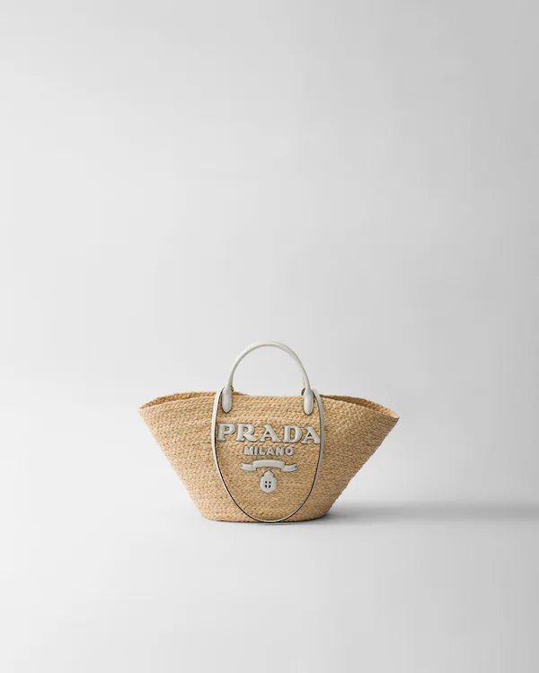Bolso de compras grande de rafia y cuero
