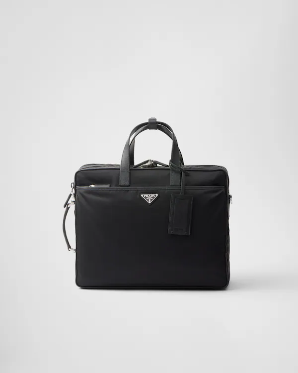 Maletín de Re-Nylon y cuero Saffiano