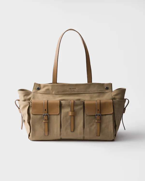 Bolso bandolera de lona y cuero Prada Route