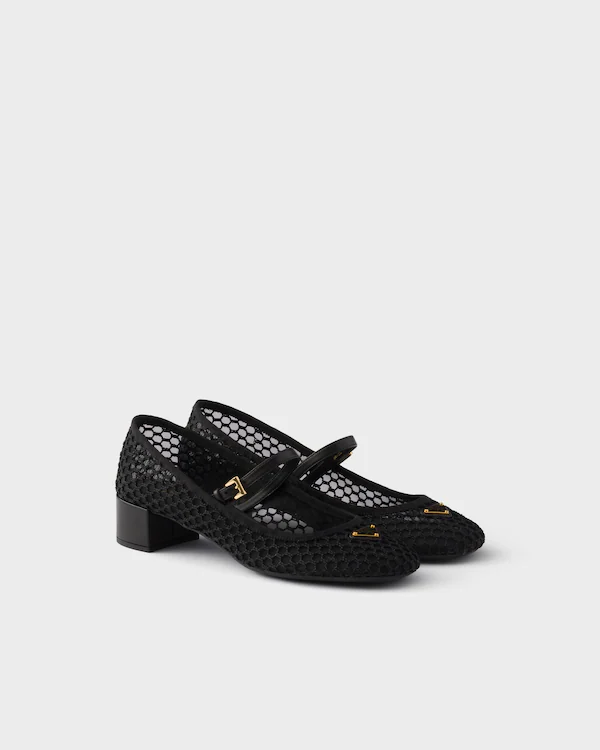 Ballerinas de malla con tacón bajo