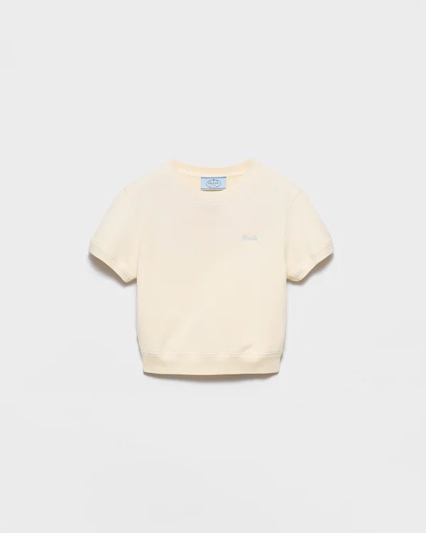 Camiseta de felpa de algodón con cuello redondo