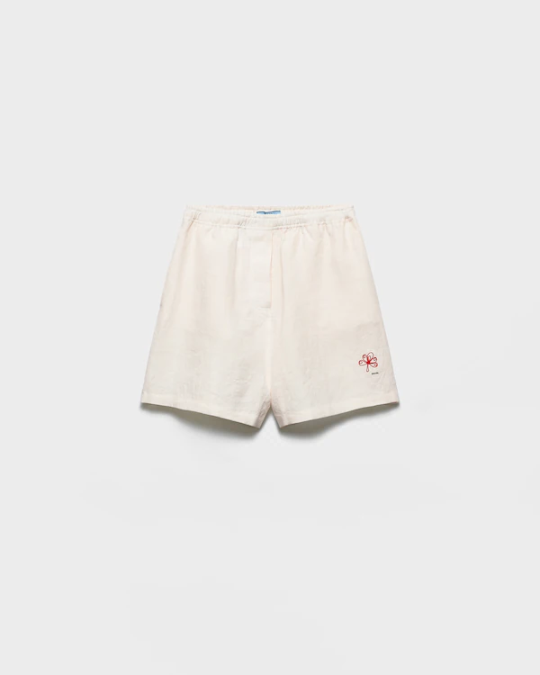Pantalones cortos de lino con textura y bordado