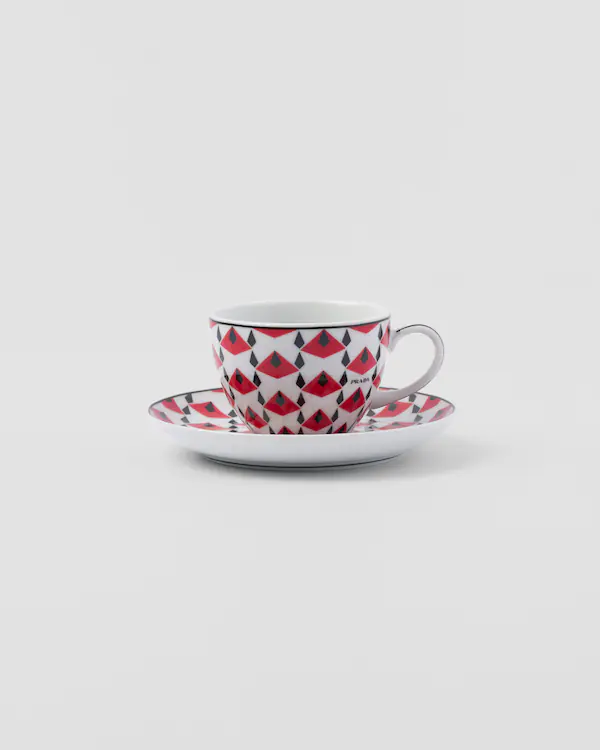 Juego de cuatro tazas de café espresso de porcelana - Rojo Viena