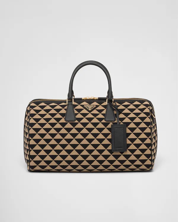 Bolso de viaje de tela con bordado Prada Symbole mediano