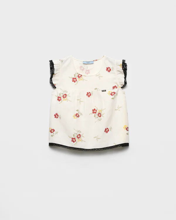 Blusa de lino con motivo floral