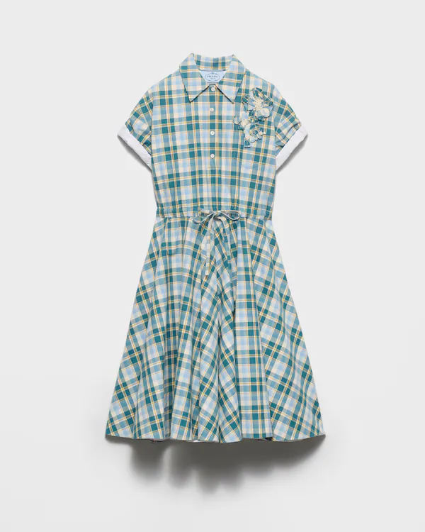 Vestido de algodón a cuadros con bordado