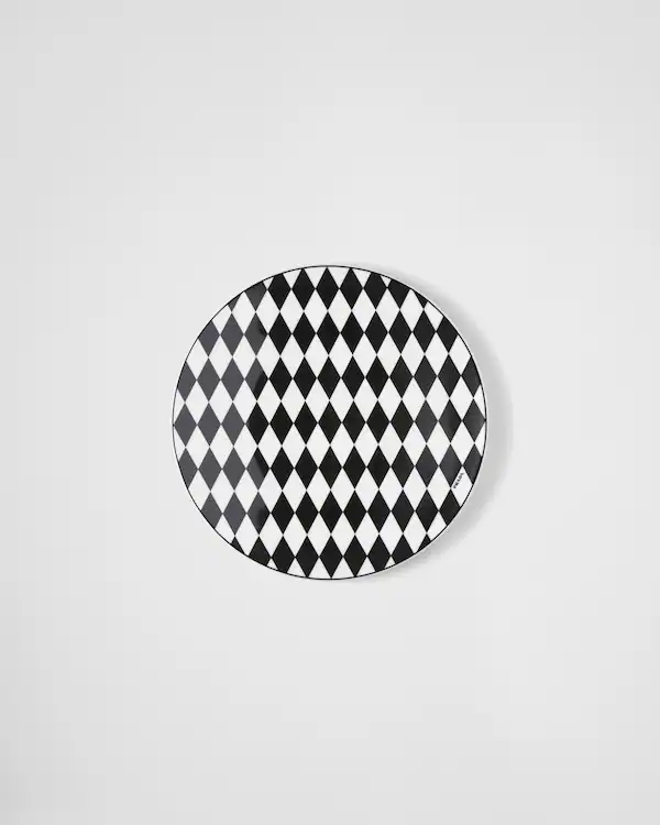 Plato cargador de porcelana - Damero